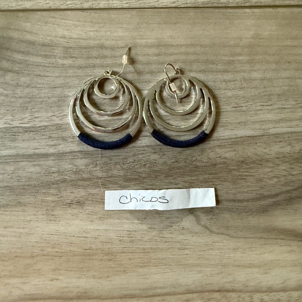 Chico's Silver and Blue Spiral Earrings